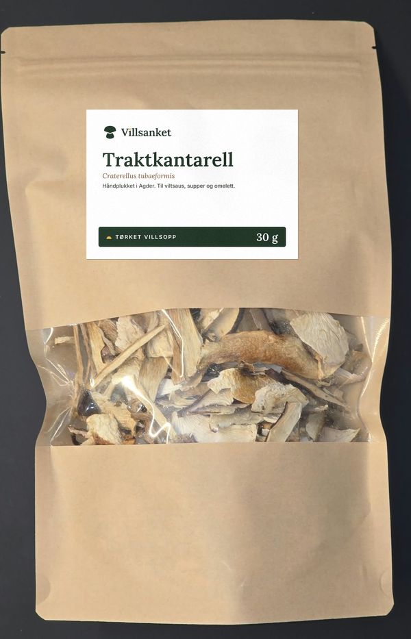 Pose med tørket traktkantarell